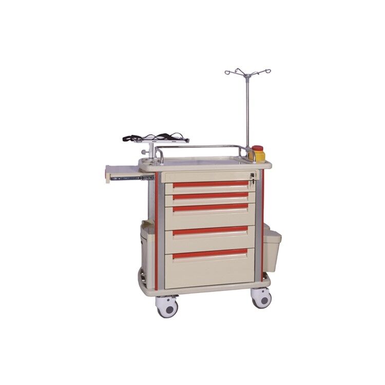 BR-ET001C Hospital Medical Crash Cart Equipment Wheels Moving Rescue High Quality Patient Care Nursing Table Emergency Trolley